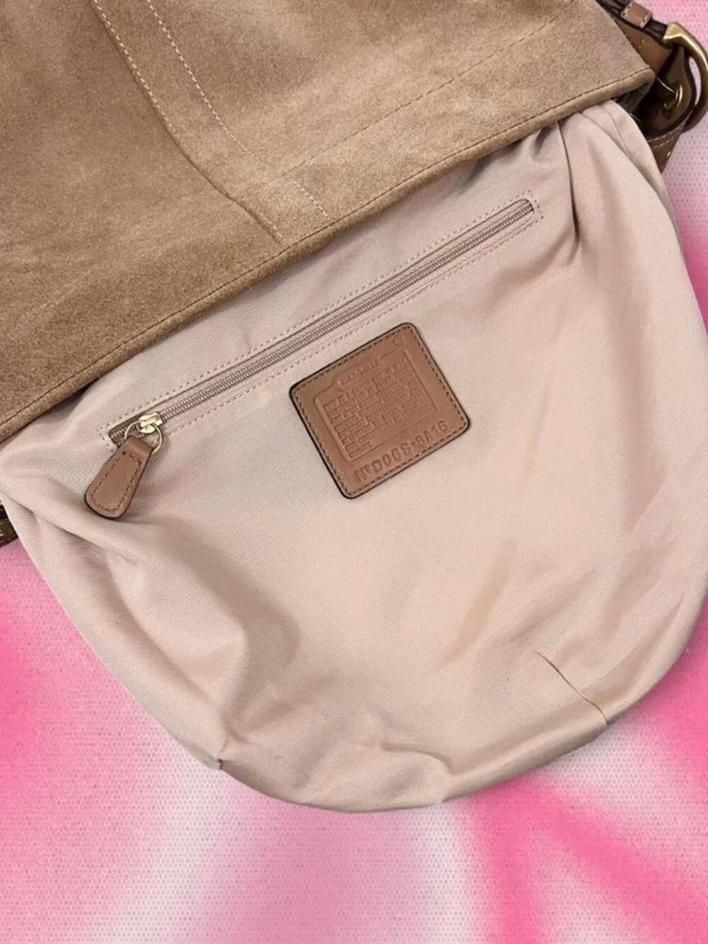 Vintage Y2K Coach Tan Suede Leather Soho Hobo Bag